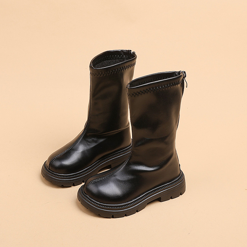 Dječje čizme do koljena za djevojčice, britanski stil, PU gornji dio, gumeni potplat, zimske čizme, za dob 4–16 godina