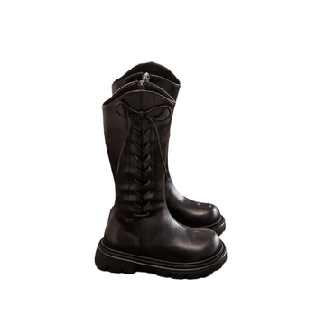 Ghete Martin pentru fete, tibie înaltă, piele artificială, fermoar lateral, talpă EVA