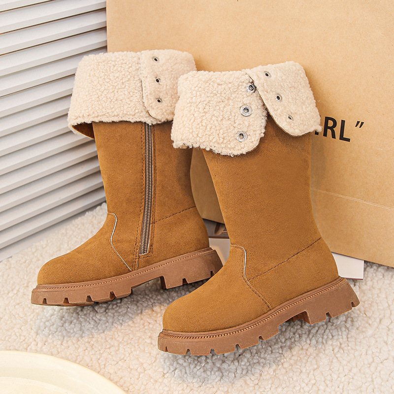 Dječje djevojačke zimske čizme, visoki kroj, gornji dio od umjetne kože, gumena potplata, bočni zatvarač, za uzrast 4–16 godina