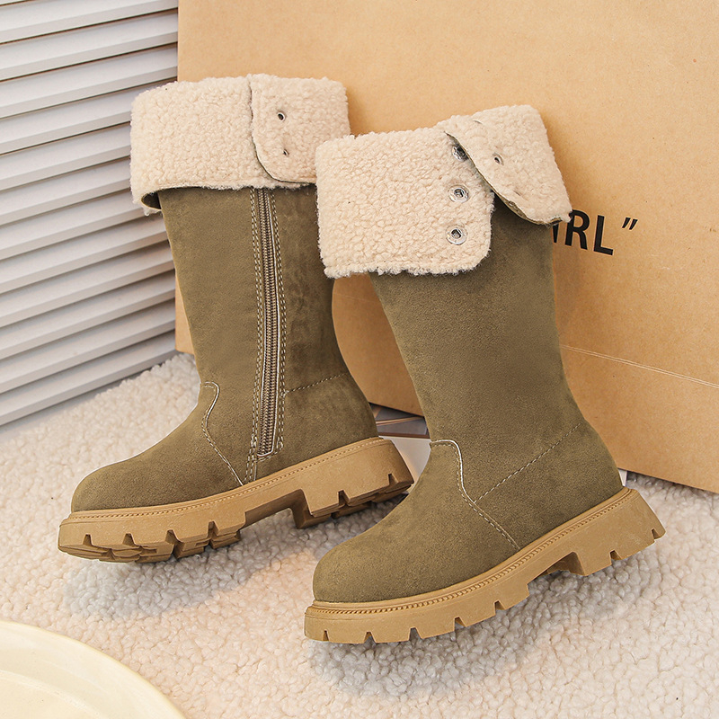 Dječje djevojačke zimske čizme, visoki kroj, gornji dio od umjetne kože, gumena potplata, bočni zatvarač, za uzrast 4–16 godina