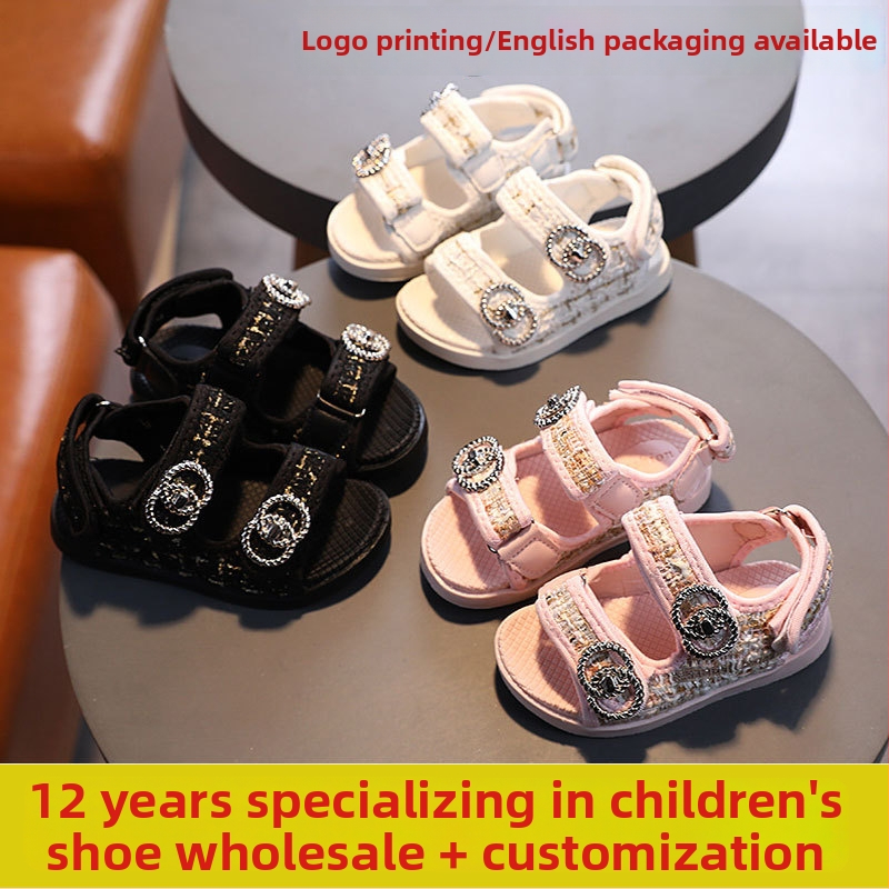 Detské plážové sandále na suchý zips, Kórejský štýl, horný materiál textil, gumová podrážka, vek 1–3 a 7–12 rokov