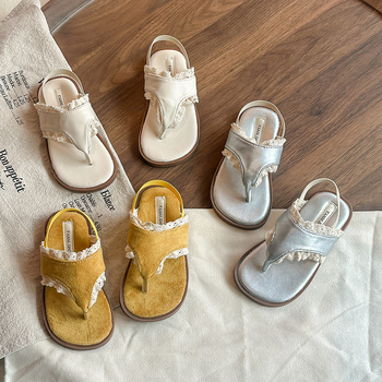 Dječje sandale za princeze — casual stil, gornji dio od umjetne kože, gumena potplata, zatvaranje elastičnom trakom, uzrast 4–16 godina, ljeto 2025