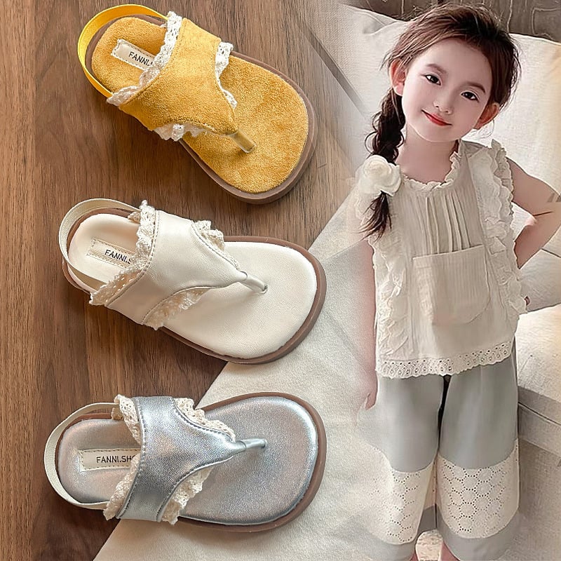 Dječje sandale za princeze — casual stil, gornji dio od umjetne kože, gumena potplata, zatvaranje elastičnom trakom, uzrast 4–16 godina, ljeto 2025