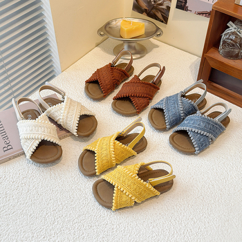 Dječje sandale s jednim remenom, gornji dio od umjetne kože, gumena potplata, zatvaranje na Velcro, ležerno stil, za djevojčice od 4 do 12 godina