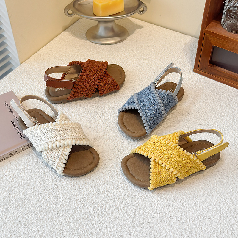 Dječje sandale s jednim remenom, gornji dio od umjetne kože, gumena potplata, zatvaranje na Velcro, ležerno stil, za djevojčice od 4 do 12 godina