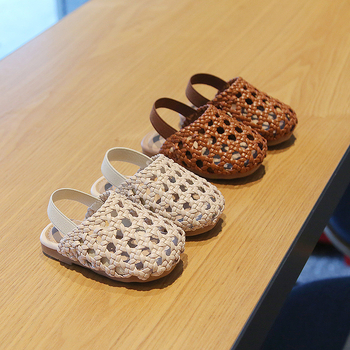 Ljetne dječje sandale s pletenim gornjim dijelom – zatvoren vrh prstiju, mekana fleksibilna potplat, protuklizno, Velcro zatvaranje