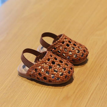 Ljetne dječje sandale s pletenim gornjim dijelom – zatvoren vrh prstiju, mekana fleksibilna potplat, protuklizno, Velcro zatvaranje