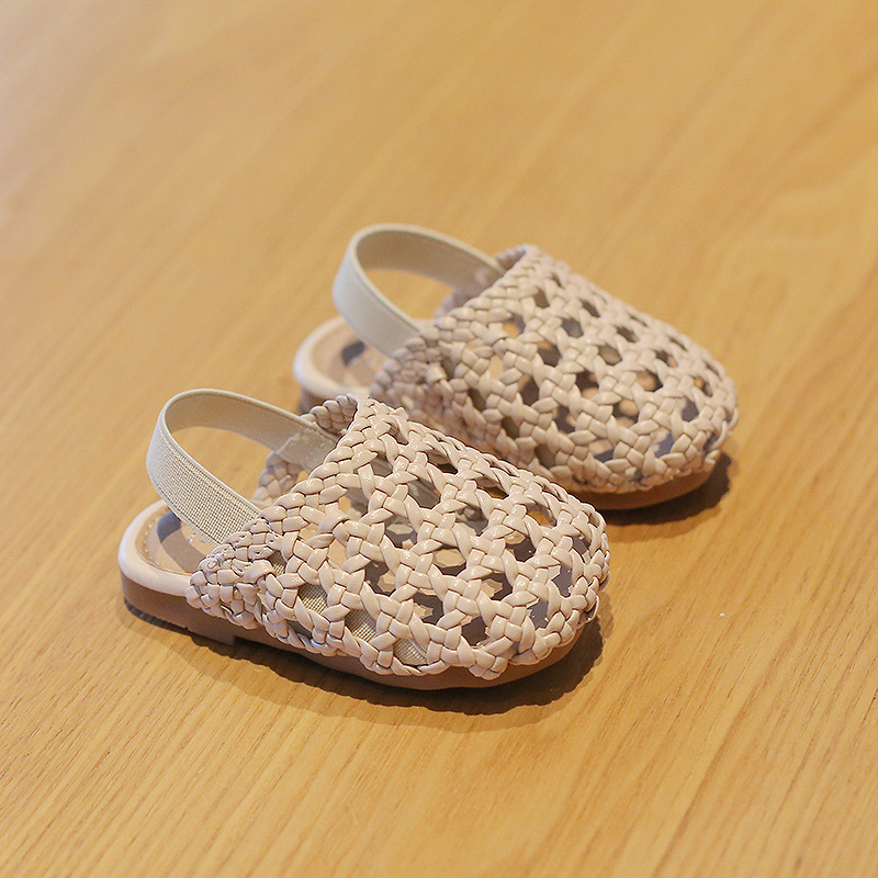 Ljetne dječje sandale s pletenim gornjim dijelom – zatvoren vrh prstiju, mekana fleksibilna potplat, protuklizno, Velcro zatvaranje