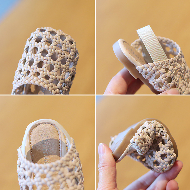 Ljetne dječje sandale s pletenim gornjim dijelom – zatvoren vrh prstiju, mekana fleksibilna potplat, protuklizno, Velcro zatvaranje