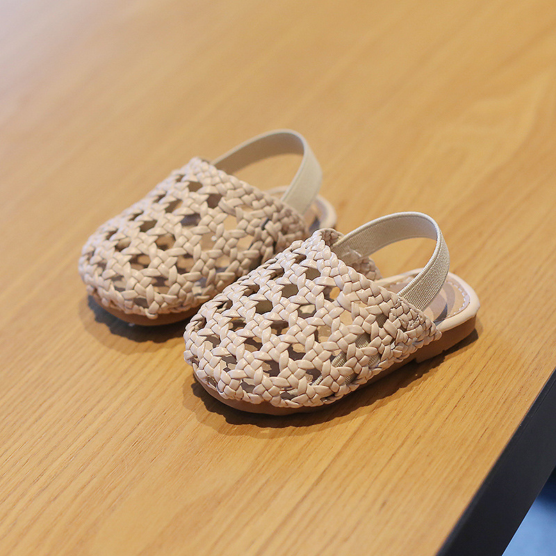 Ljetne dječje sandale s pletenim gornjim dijelom – zatvoren vrh prstiju, mekana fleksibilna potplat, protuklizno, Velcro zatvaranje