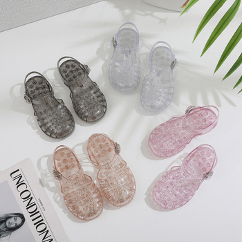 Pantofi pentru copii Bird's Nest, model transparent, închidere cu cataramă, partea superioară din plastic, respirabili