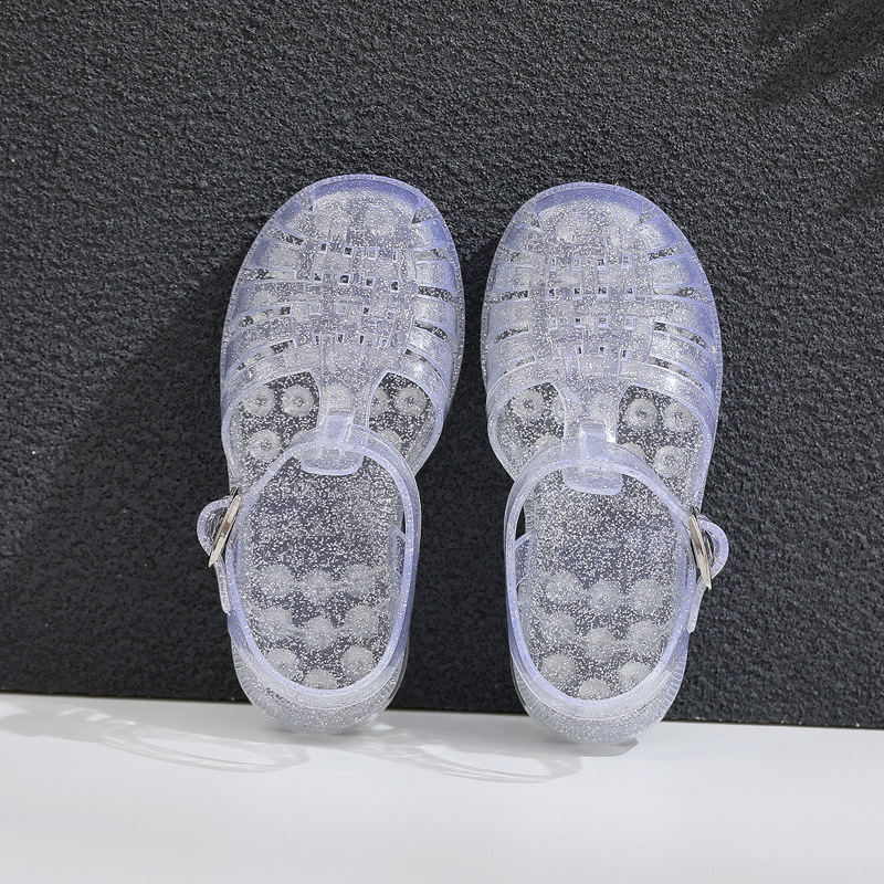 Pantofi pentru copii Bird's Nest, model transparent, închidere cu cataramă, partea superioară din plastic, respirabili