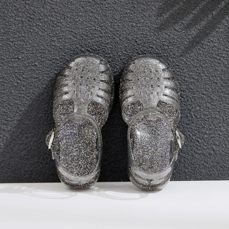 Pantofi pentru copii Bird's Nest, model transparent, închidere cu cataramă, partea superioară din plastic, respirabili