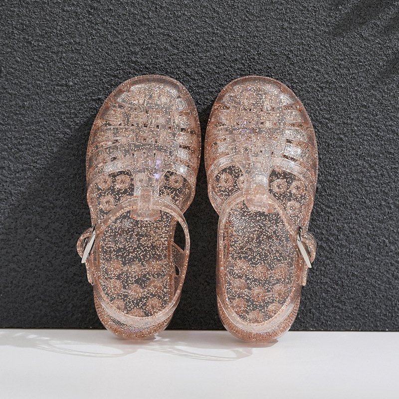 Pantofi pentru copii Bird's Nest, model transparent, închidere cu cataramă, partea superioară din plastic, respirabili