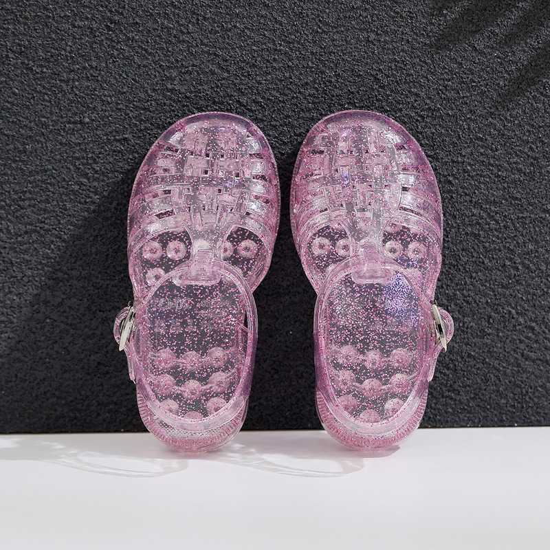 Pantofi pentru copii Bird's Nest, model transparent, închidere cu cataramă, partea superioară din plastic, respirabili