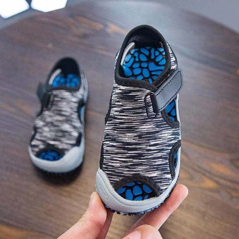 Pantofi de plajă pentru copii - închidere Velcro, partea superioară din țesătură, talpă EVA, model camuflaj