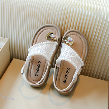 Sandale pentru fete cu Velcro, partea superioară din piele artificială, talpă TPR, design în stil coreean, pentru copii 4–12 ani