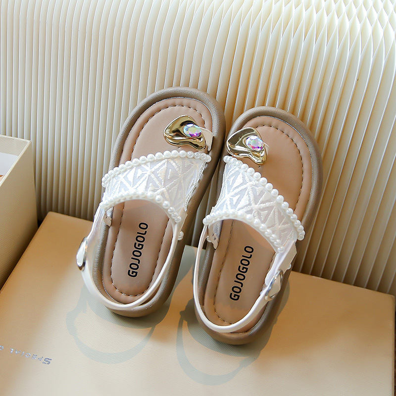 Sandale pentru fete cu Velcro, partea superioară din piele artificială, talpă TPR, design în stil coreean, pentru copii 4–12 ani