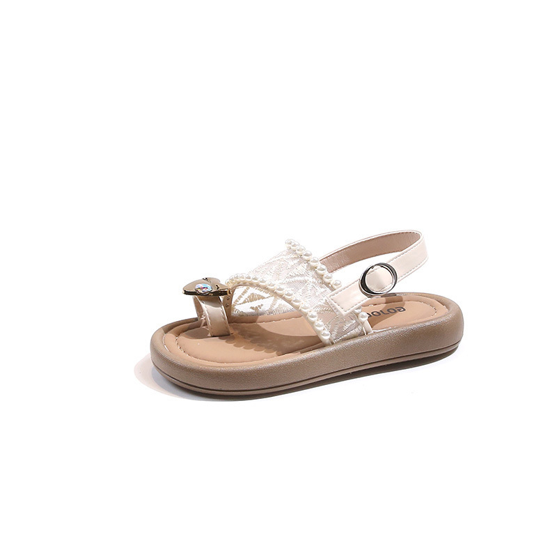 Sandale pentru fete cu Velcro, partea superioară din piele artificială, talpă TPR, design în stil coreean, pentru copii 4–12 ani