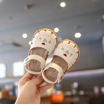 Sandale pentru copii mici, din PU, respirabile, antiderapante, închidere Velcro, model floral