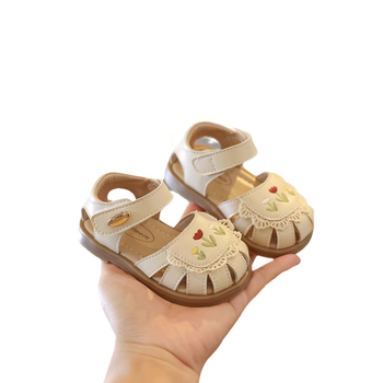 Sandale pentru copii mici, din PU, respirabile, antiderapante, închidere Velcro, model floral