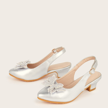 Dječje sandale za djevojčice s mašnicom, špičasti nos, Velcro zatvaranje, gornji dio Ultrafilm koža, gumeni potplat, stil princeza, uzrast 7–12 godina