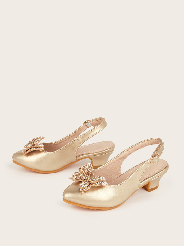 Dječje sandale za djevojčice s mašnicom, špičasti nos, Velcro zatvaranje, gornji dio Ultrafilm koža, gumeni potplat, stil princeza, uzrast 7–12 godina