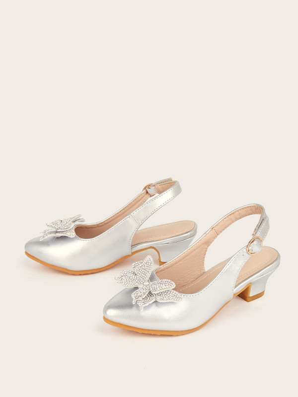 Dječje sandale za djevojčice s mašnicom, špičasti nos, Velcro zatvaranje, gornji dio Ultrafilm koža, gumeni potplat, stil princeza, uzrast 7–12 godina