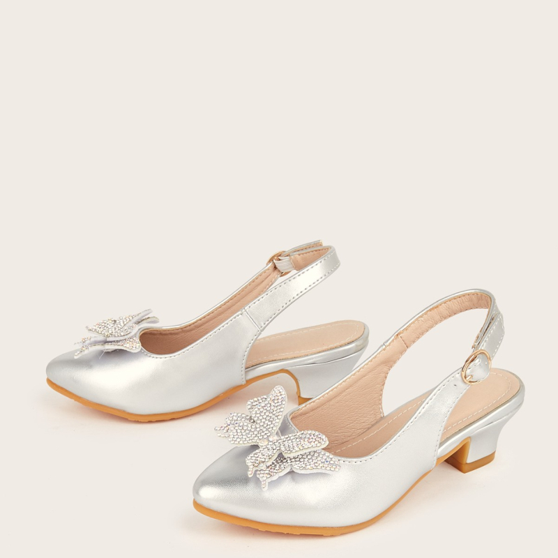 Dječje sandale za djevojčice s mašnicom, špičasti nos, Velcro zatvaranje, gornji dio Ultrafilm koža, gumeni potplat, stil princeza, uzrast 7–12 godina