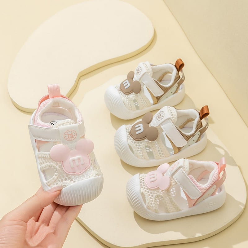 Sandale pentru copii Brumiller cu piele Ultrafilm și partea superioară din plasă, respirante, antiderapante, închidere Velcro, vară, vârste 12–48 luni