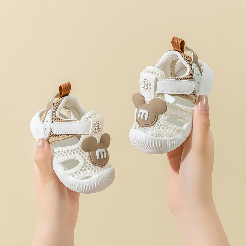 Sandale pentru copii Brumiller cu piele Ultrafilm și partea superioară din plasă, respirante, antiderapante, închidere Velcro, vară, vârste 12–48 luni