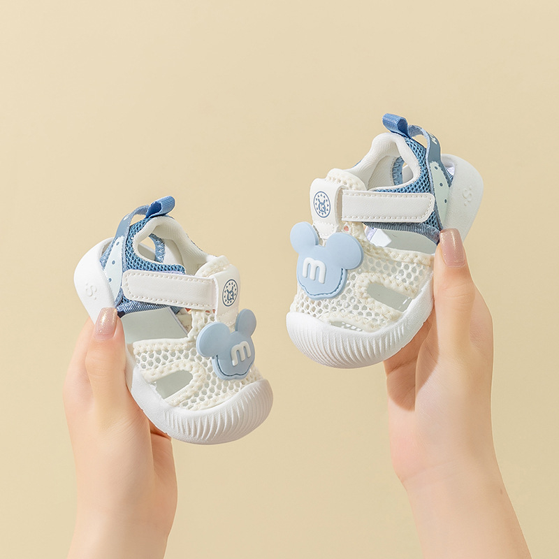 Sandale pentru copii Brumiller cu piele Ultrafilm și partea superioară din plasă, respirante, antiderapante, închidere Velcro, vară, vârste 12–48 luni