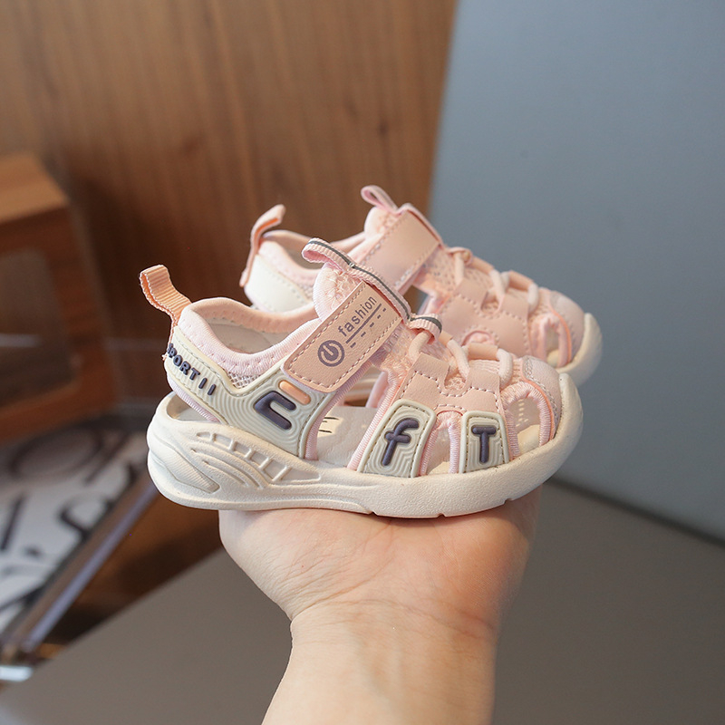 Sandale za bebe i djecu, gornji dio od mreže, prozračne, otporne na klizanje, zatvaranje s Velcro kopčom (ljeto)