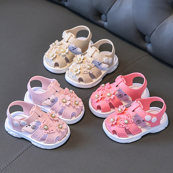 Sandale za bebe djevojčice – PVC gornji dio, prozračne, otporne na klizanje, otporne na habanje, kopčom s cvjetnim uzorkom