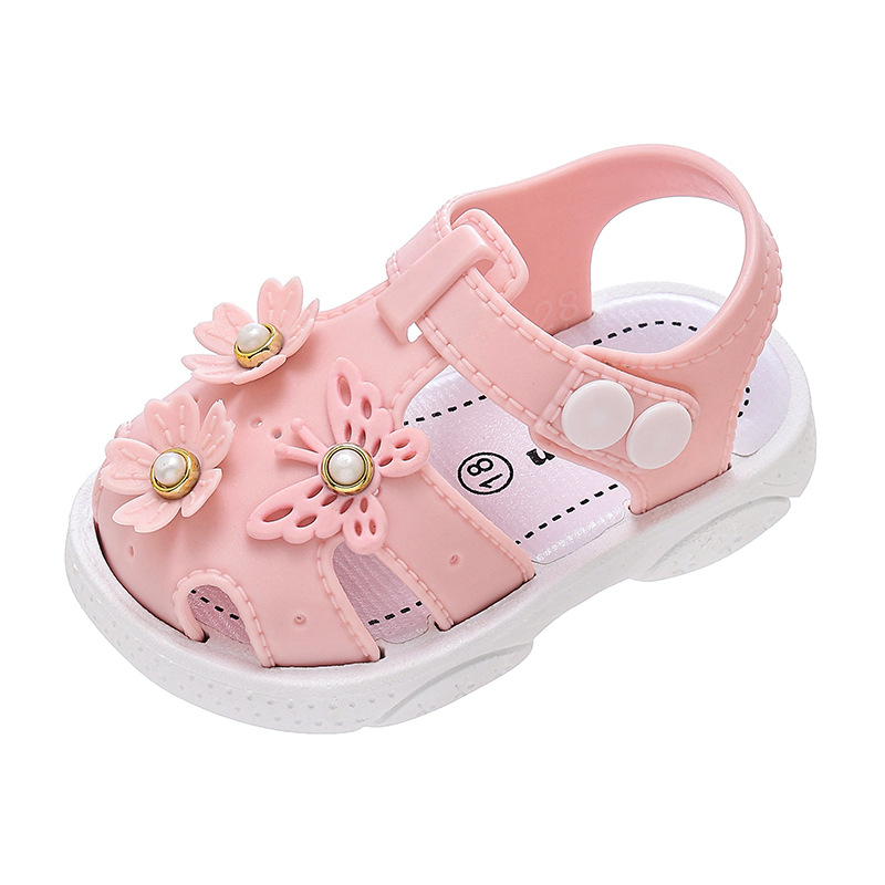 Sandale za bebe djevojčice – PVC gornji dio, prozračne, otporne na klizanje, otporne na habanje, kopčom s cvjetnim uzorkom