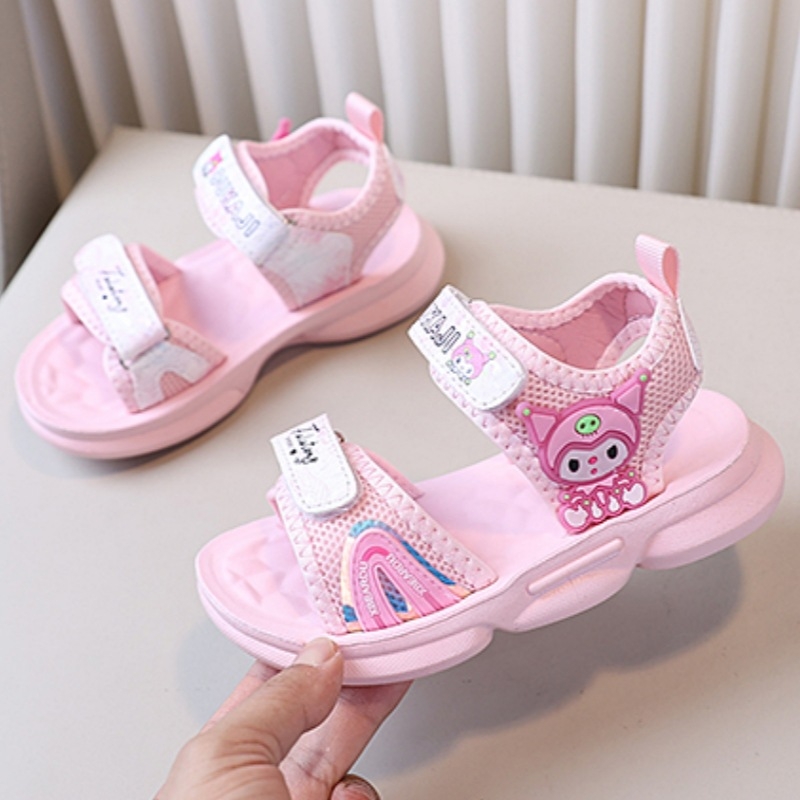 Kulomi dječje sandale za djevojčice – princess stil, protuklizna meka đon, Velcro zatvarač, dizajn s likovima iz crtanih filmova, PVC đon, ljeto