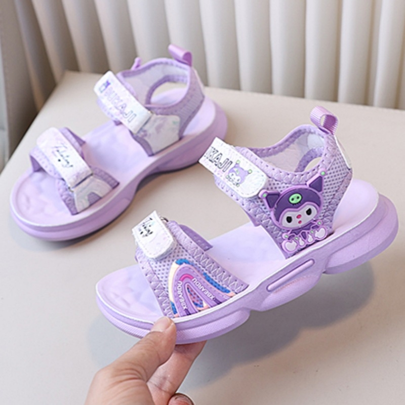 Kulomi dječje sandale za djevojčice – princess stil, protuklizna meka đon, Velcro zatvarač, dizajn s likovima iz crtanih filmova, PVC đon, ljeto
