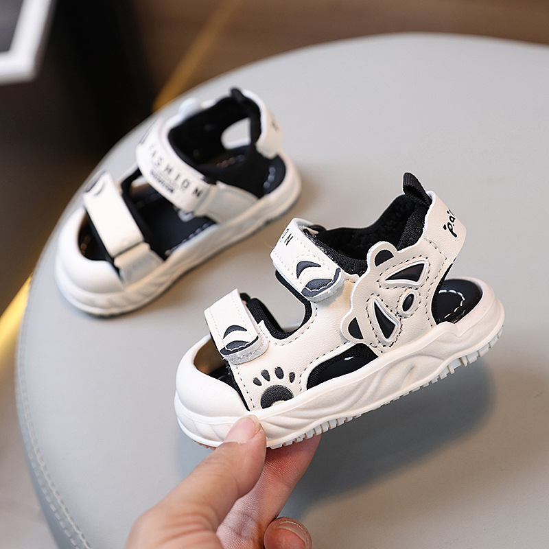 Pantofi de plajă pentru copii 1-3 ani, vârf închis, închidere Velcro, talpă anti-derapantă, partea superioară din piele sintetică