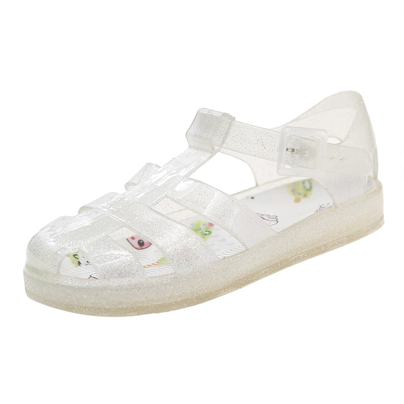 Dječje sandale za plažu - gornji dio od plastike, đon od PVC, zatvaranje na Velcro, crtić uzorak, korejski stil
