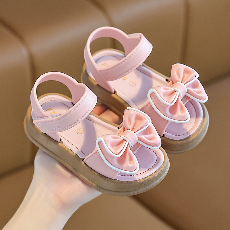 Dječje ljetne sandale za djevojčice s mašnicom i Velcro zatvaračem, stil princeze, svestrane
