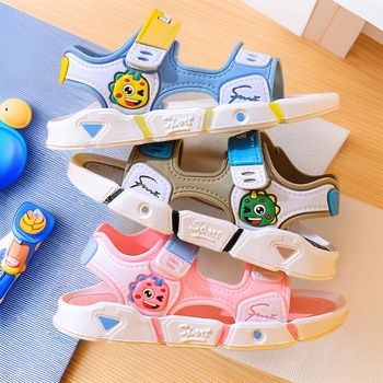 Dječje papuče za plažu, unisex, PVC gornji dio, Velcro zatvarač, životinjski uzorak, za uzrast 4-16 godina.