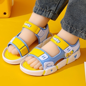 Dječje papuče za plažu, unisex, PVC gornji dio, Velcro zatvarač, životinjski uzorak, za uzrast 4-16 godina.