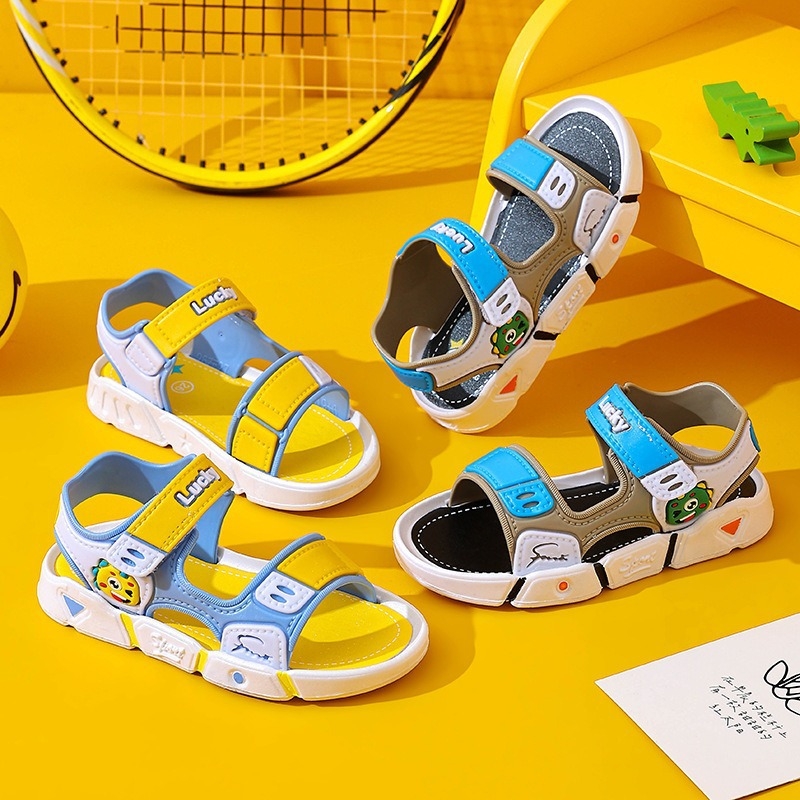 Dječje papuče za plažu, unisex, PVC gornji dio, Velcro zatvarač, životinjski uzorak, za uzrast 4-16 godina.