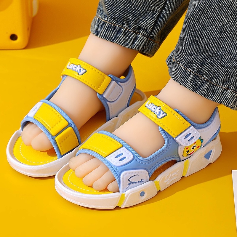 Dječje papuče za plažu, unisex, PVC gornji dio, Velcro zatvarač, životinjski uzorak, za uzrast 4-16 godina.