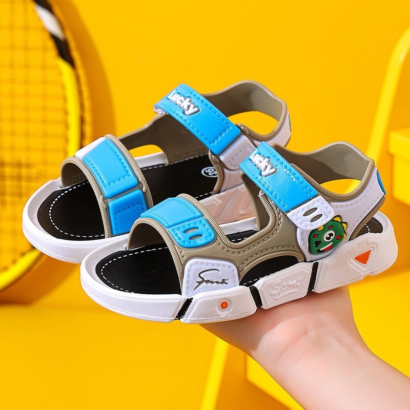 Dječje papuče za plažu, unisex, PVC gornji dio, Velcro zatvarač, životinjski uzorak, za uzrast 4-16 godina.
