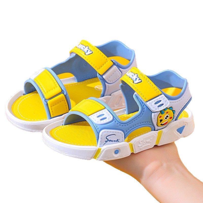Dječje papuče za plažu, unisex, PVC gornji dio, Velcro zatvarač, životinjski uzorak, za uzrast 4-16 godina.