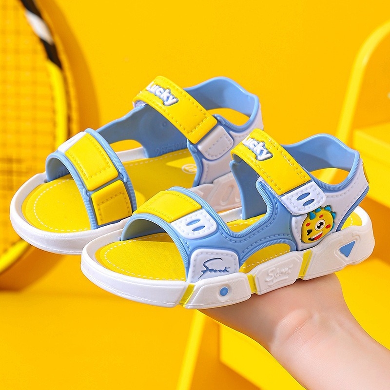 Dječje papuče za plažu, unisex, PVC gornji dio, Velcro zatvarač, životinjski uzorak, za uzrast 4-16 godina.