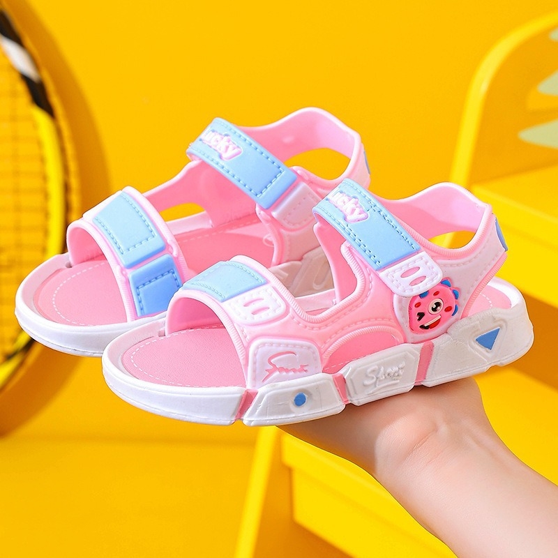Dječje papuče za plažu, unisex, PVC gornji dio, Velcro zatvarač, životinjski uzorak, za uzrast 4-16 godina.