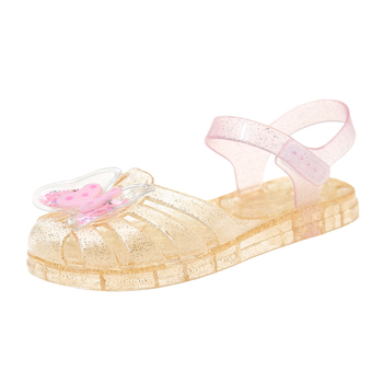 Dječje princezine sandale s Velcro kopčom, PVC gornji dio, uzorak životinja, plastična potplata