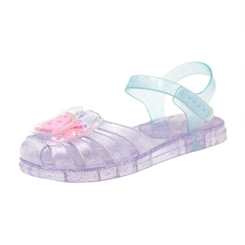 Dječje princezine sandale s Velcro kopčom, PVC gornji dio, uzorak životinja, plastična potplata